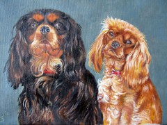 Two little dogs painting