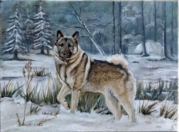 Finn in the snow painting